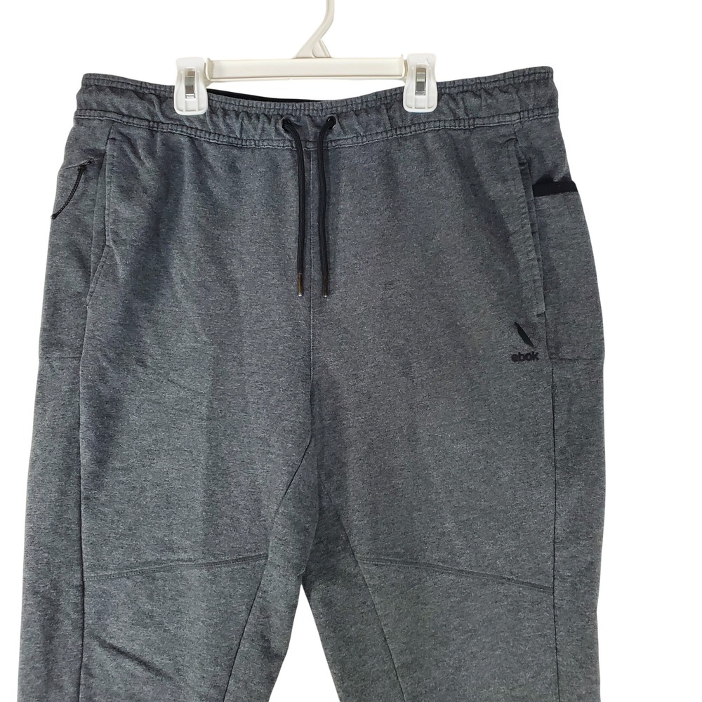 Reebok Mens Jogger Sweatpants Charcoal Gray Heather Tapered Leg Large